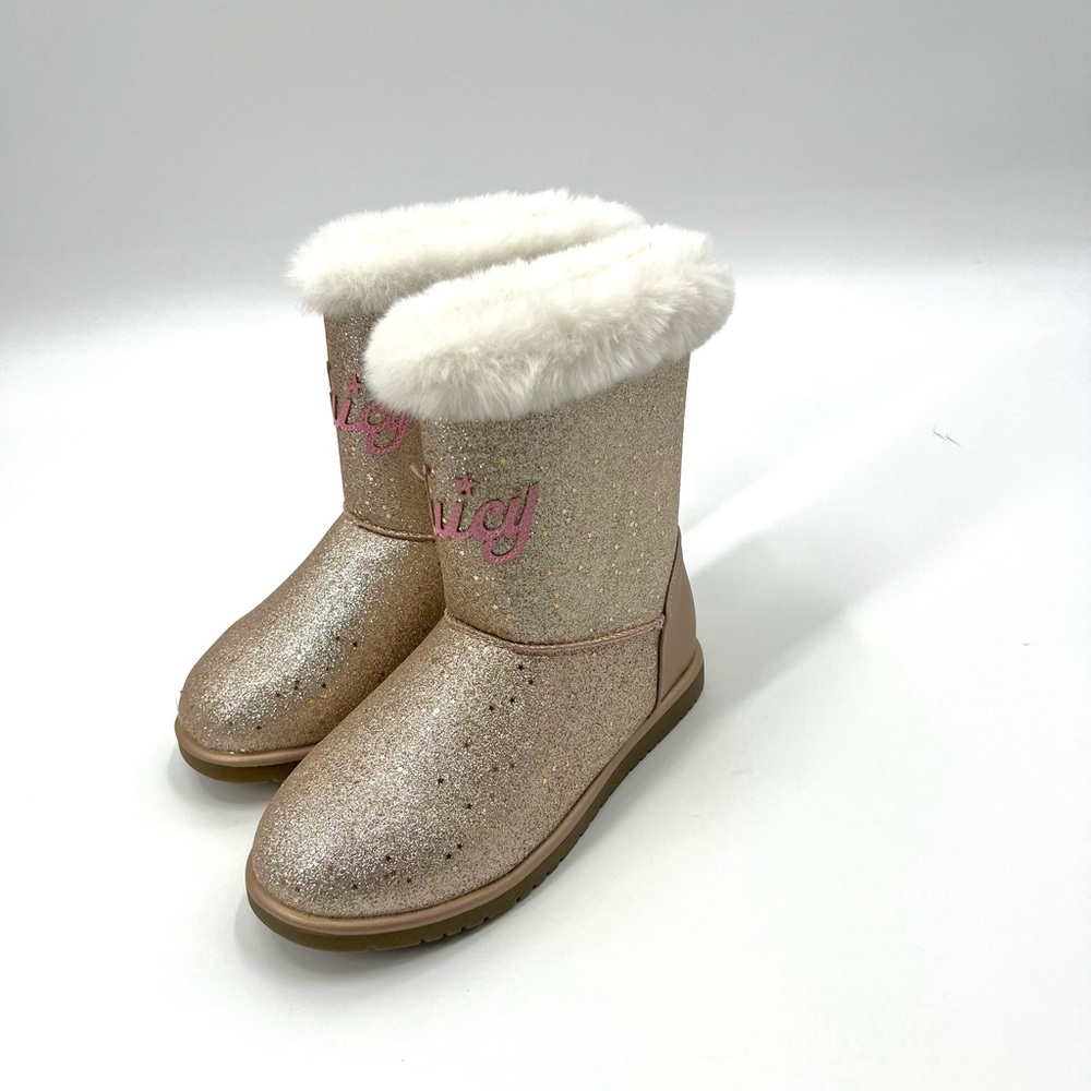 Juicy Couture Mid Faux Fur Lined ‘Metallic Gold/Pink’ Logo Girl’s Size 5